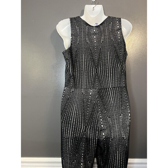 Eien Jumpsuit Womens Large Black White Geo Print Sleeveless Surplice Made USA - Picture 7 of 10